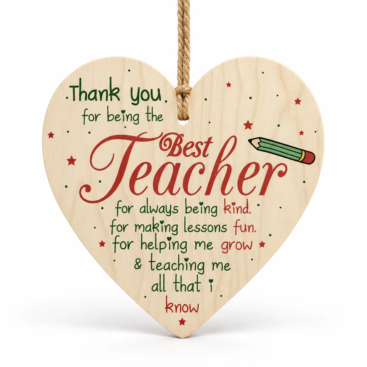 Best Teacher Heart Wooden Ornament-2